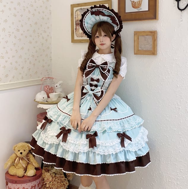 YUMEKAWA ♡ ( 4 colors ) Lolita jumperskirt with ribbon <!>without blouse #wanpi30