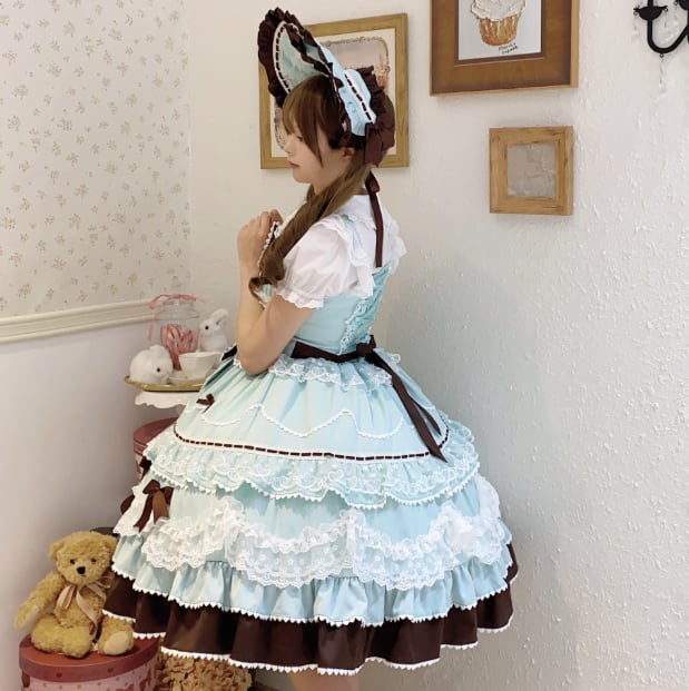 YUMEKAWA ♡ ( 4 colors ) Lolita jumperskirt with ribbon <!>without blouse #wanpi30
