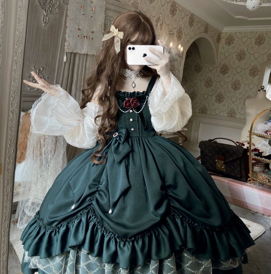 YUMEKAWA ♡ ( 2 colors ) Classic Lolita dress with fake sleeves #wanpi4