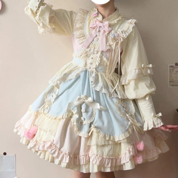 YUMEKAWA ♡ Frilled dress with bustle #wanpi41