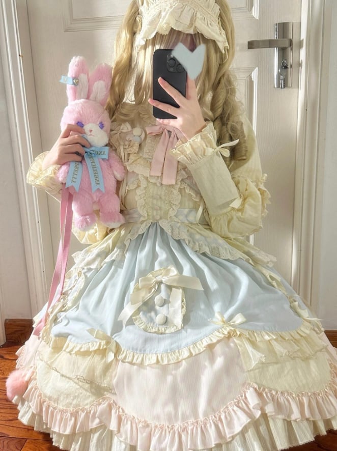 YUMEKAWA ♡ Frilled dress with bustle #wanpi41