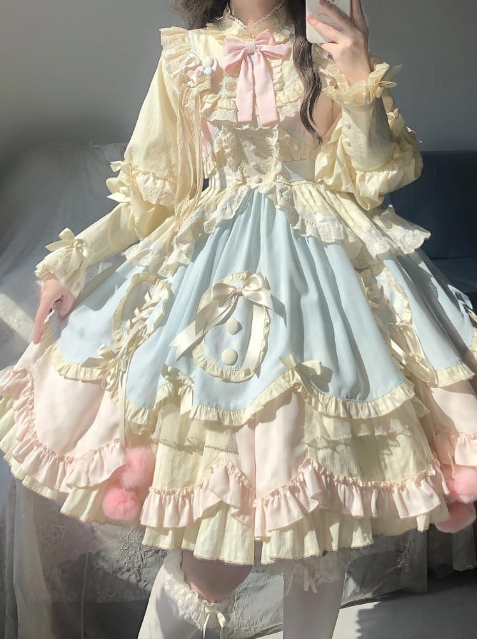 YUMEKAWA ♡ Frilled dress with bustle #wanpi41