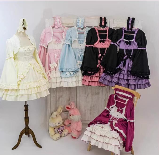 YUMEKAWA ♡ ( 5 colors ) skirt length selectable ♪ dress with attached sleeves and outer layer #wanpi42
