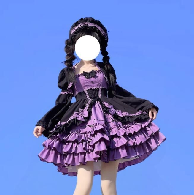 YUMEKAWA ♡ ( 5 colors ) skirt length selectable ♪ dress with attached sleeves and outer layer #wanpi42