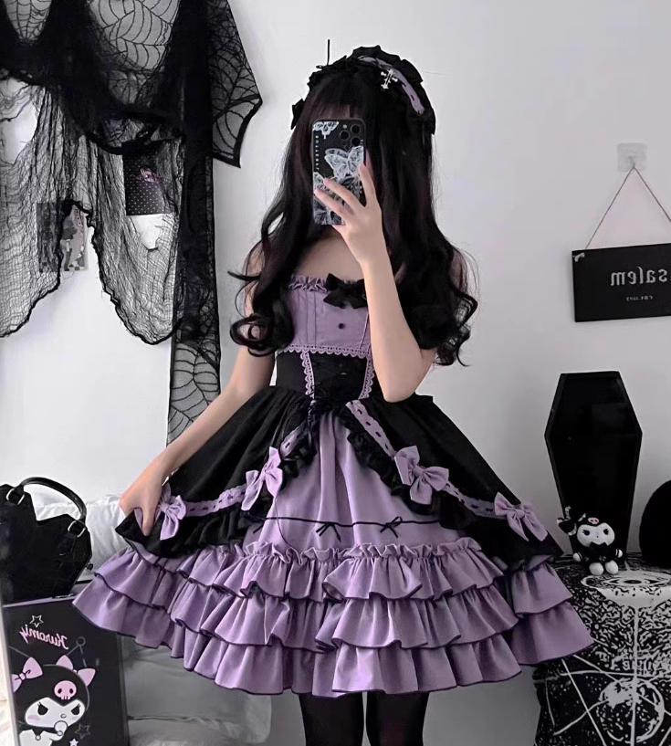 YUMEKAWA ♡ ( 5 colors ) skirt length selectable ♪ dress with attached sleeves and outer layer #wanpi42