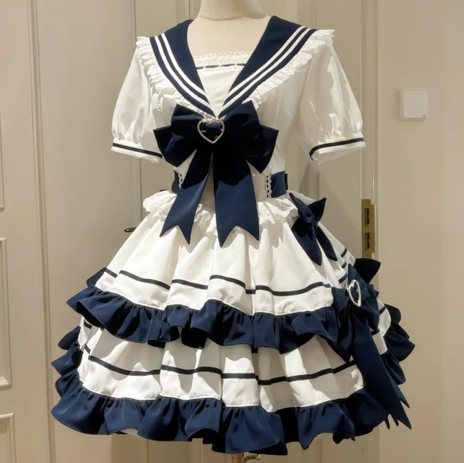 YUMEKAWA ♡ Sailor-style dress with ribbon #wanpi44