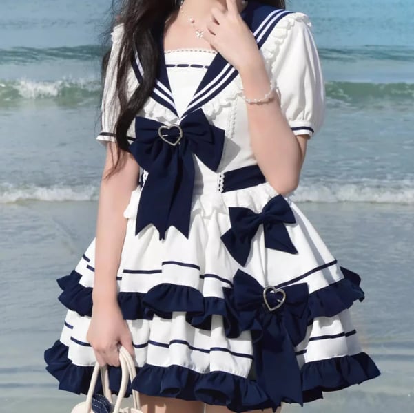 YUMEKAWA ♡ Sailor-style dress with ribbon #wanpi44
