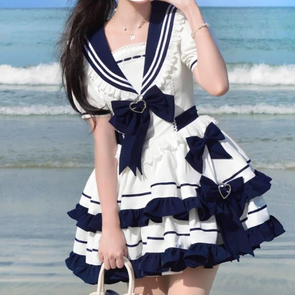 YUMEKAWA ♡ Sailor-style dress with ribbon #wanpi44