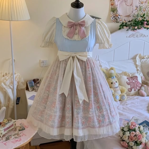 YUMEKAWA ♡ high waist floral dress #wanpi45