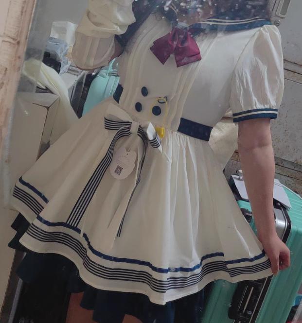 YUMEKAWA ♡ Choose your ribbon Sailor collar dress with attached sleeves #wanpi49