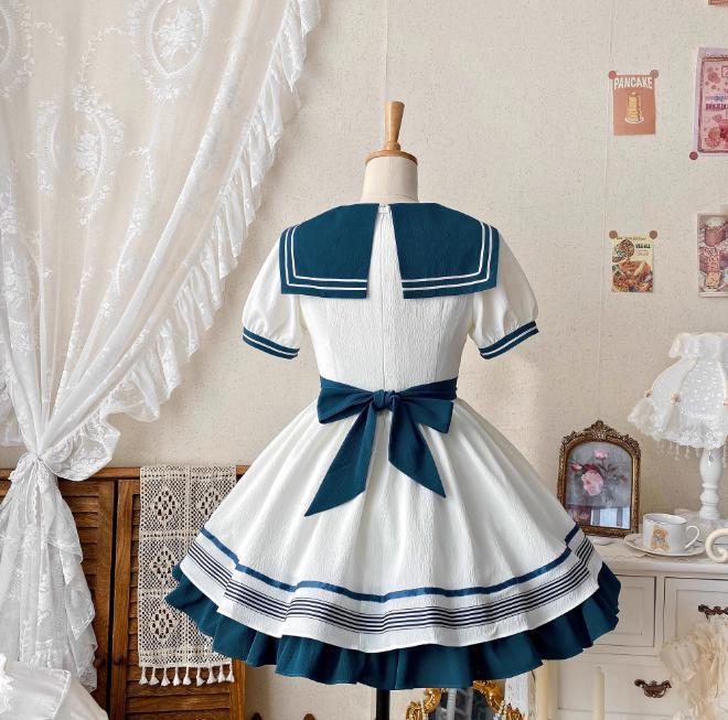 YUMEKAWA ♡ Choose your ribbon Sailor collar dress with attached sleeves #wanpi49
