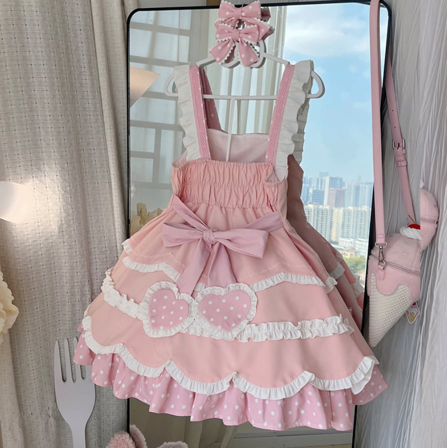 YUMEKAWA ♡ ( 4 colors ) Bear dress with outerwear #wanpi5