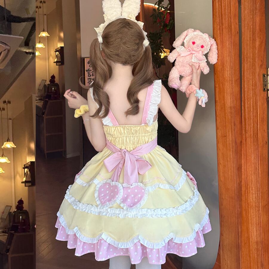 YUMEKAWA ♡ ( 4 colors ) Bear dress with outerwear #wanpi5