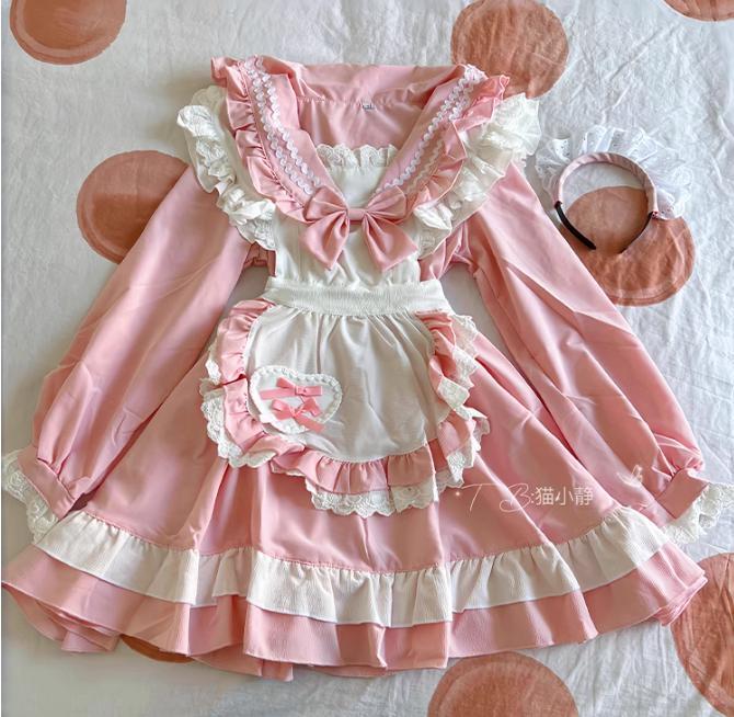 YUMEKAWA ♡ Sailor collar pink maid costume #wanpi54