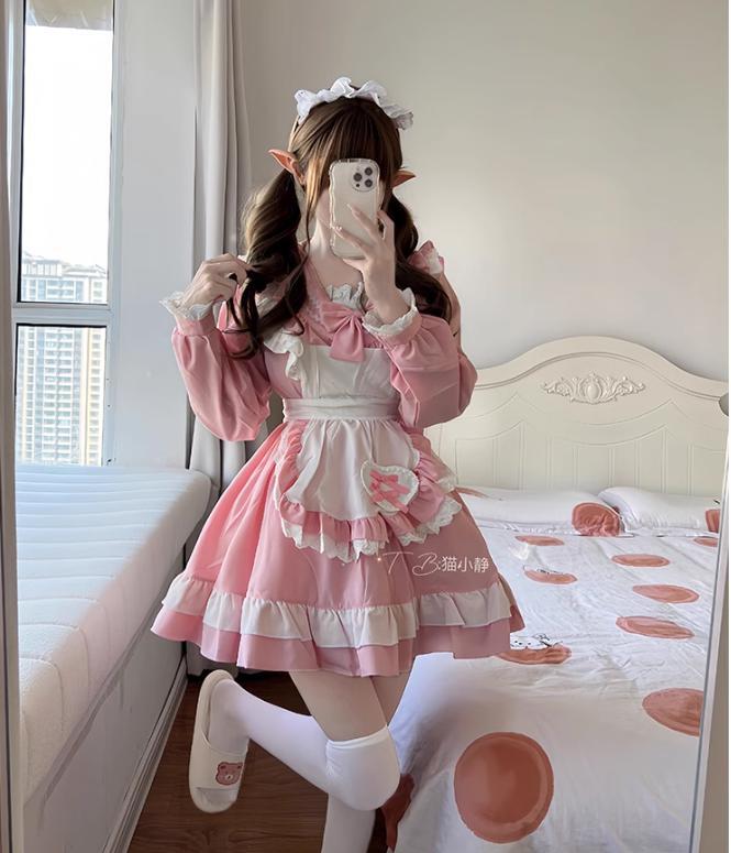 YUMEKAWA ♡ Sailor collar pink maid costume #wanpi54