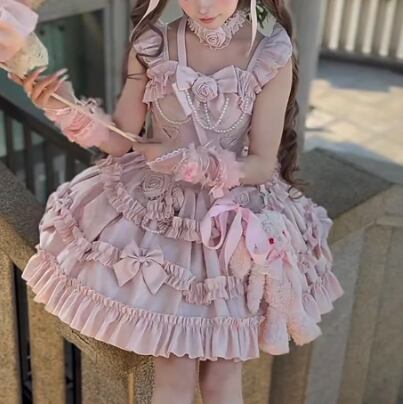 YUMEKAWA ♡ 2 colors Rose Motif Lolita Dress #wanpi59