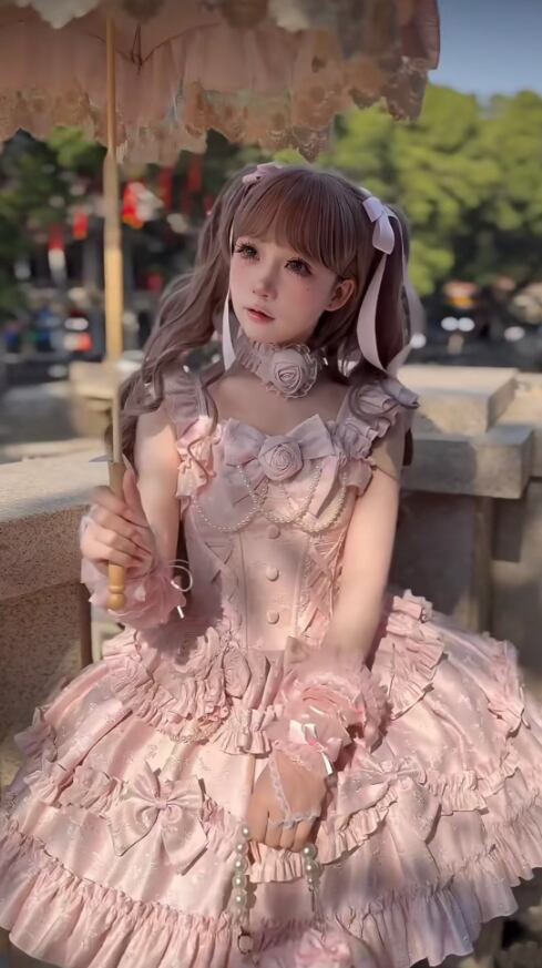 YUMEKAWA ♡ 2 colors Rose Motif Lolita Dress #wanpi59