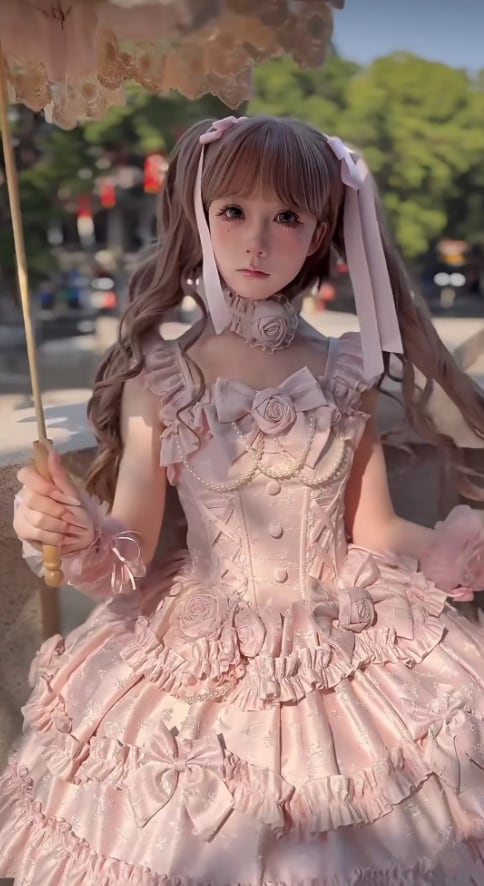 YUMEKAWA ♡ 2 colors Rose Motif Lolita Dress #wanpi59