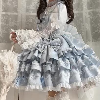 Manufactured after order ♡ ( 2 colors ) Lolita jumperskirt with bijoux and ribbon #wanpi65