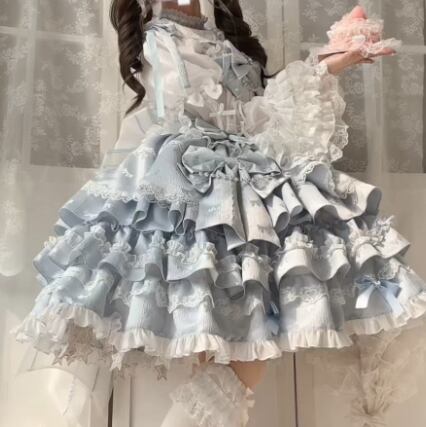 Manufactured after order ♡ ( 2 colors ) Lolita jumperskirt with bijoux and ribbon #wanpi65
