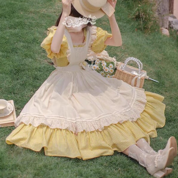 YUMEKAWA ♡ Girly dress with apron #wanpi73