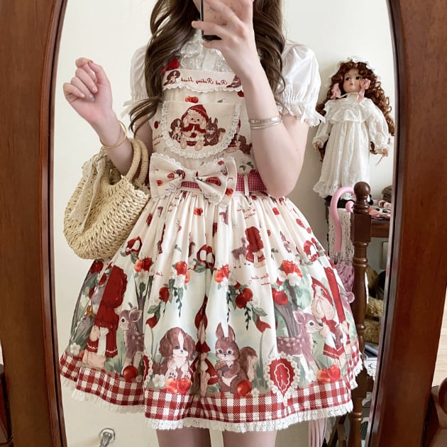 YUMEKAWA ♡ high waist jumperskirt with waist bow #wanpi75