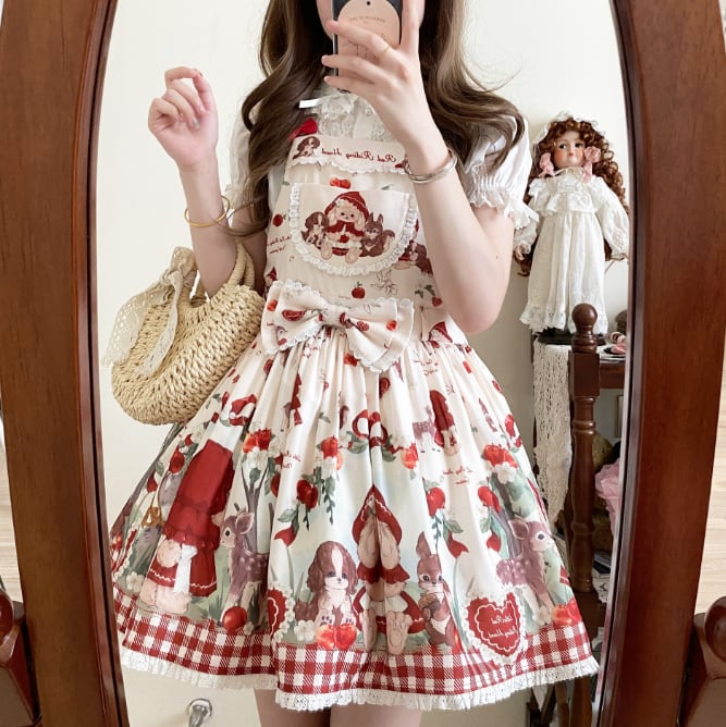 YUMEKAWA ♡ high waist jumperskirt with waist bow #wanpi75