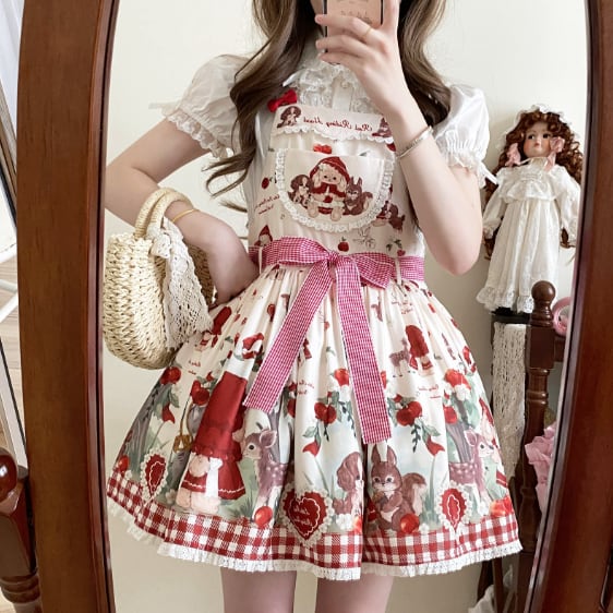 YUMEKAWA ♡ high waist jumperskirt with waist bow #wanpi75