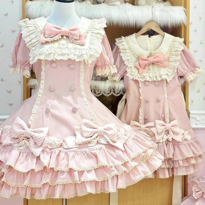 YUMEKAWA ♡ ( 2 colors ) Frilled dress with fake sleeves #wanpi77