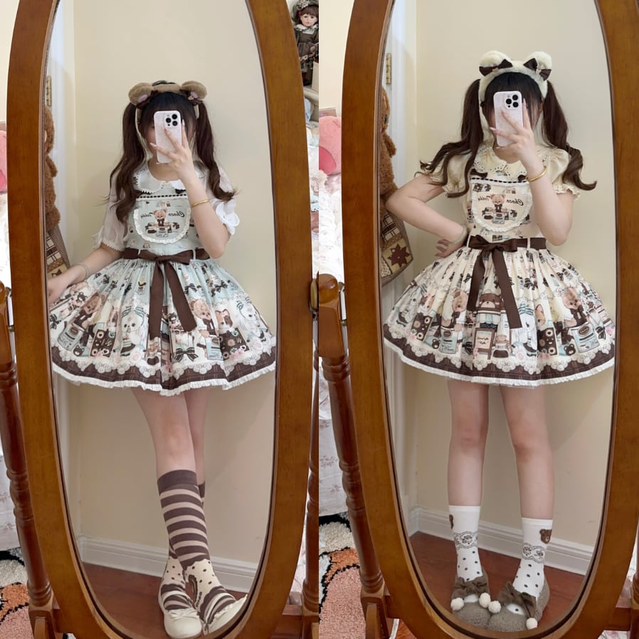 YUMEKAWA ♡ ( 2 colors ) Chocolate Lolita jumperskirt #wanpi8