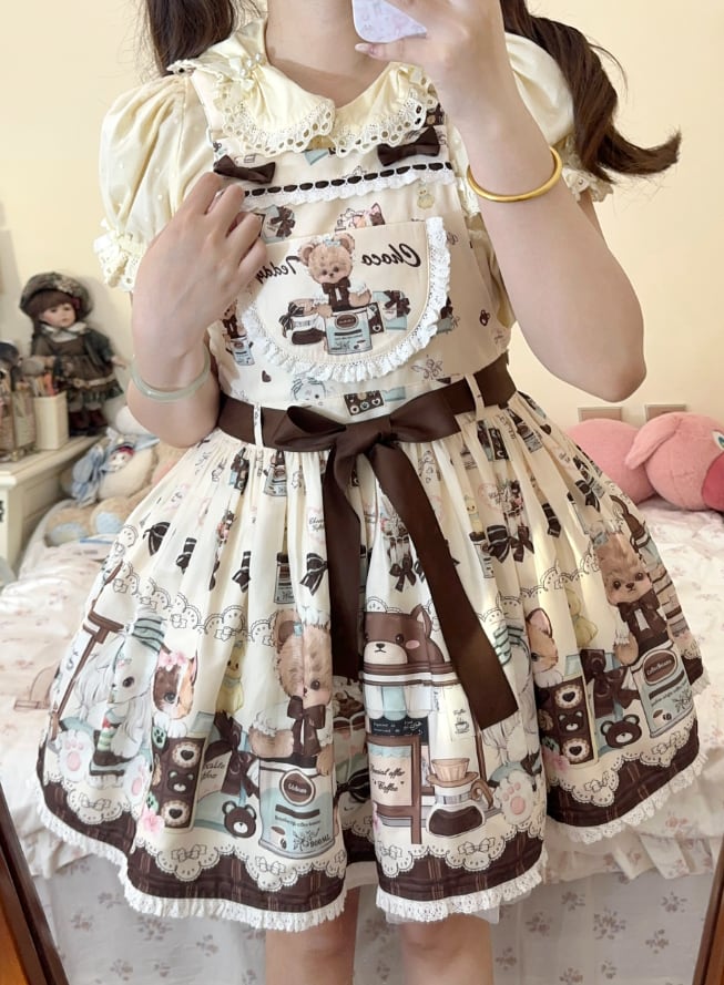 YUMEKAWA ♡ ( 2 colors ) Chocolate Lolita jumperskirt #wanpi8