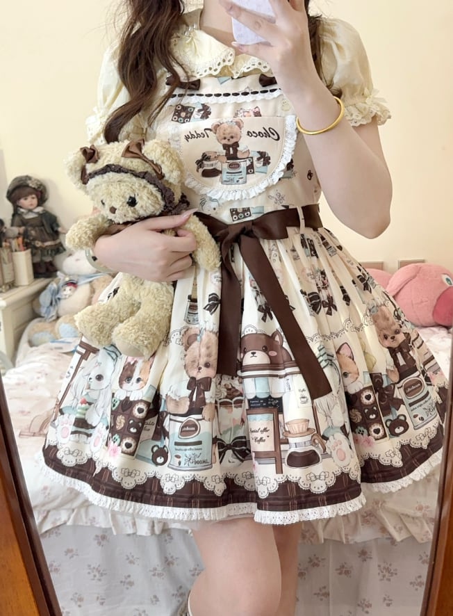 YUMEKAWA ♡ ( 2 colors ) Chocolate Lolita jumperskirt #wanpi8