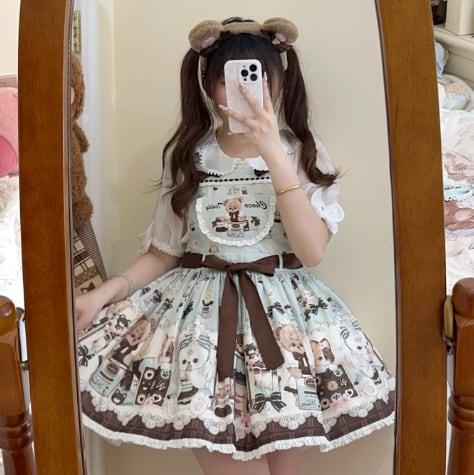 YUMEKAWA ♡ ( 2 colors ) Chocolate Lolita jumperskirt #wanpi8