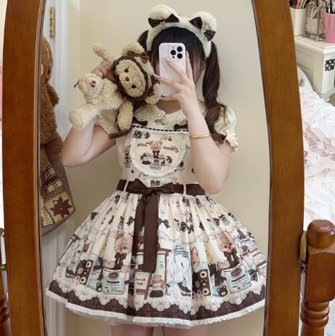 YUMEKAWA ♡ ( 2 colors ) Chocolate Lolita jumperskirt #wanpi8