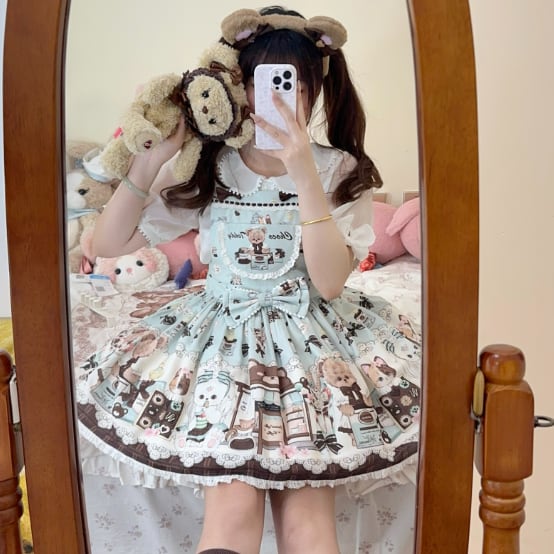 YUMEKAWA ♡ ( 2 colors ) Chocolate Lolita jumperskirt #wanpi8