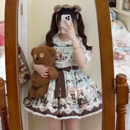 YUMEKAWA ♡ ( 2 colors ) Chocolate Lolita jumperskirt #wanpi8