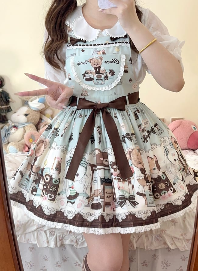 YUMEKAWA ♡ ( 2 colors ) Chocolate Lolita jumperskirt #wanpi8