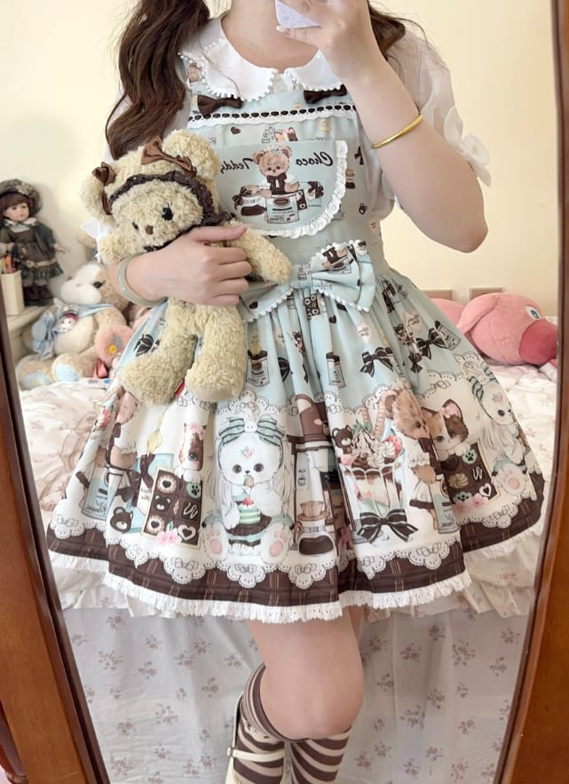 YUMEKAWA ♡ ( 2 colors ) Chocolate Lolita jumperskirt #wanpi8