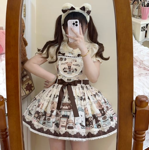 YUMEKAWA ♡ ( 2 colors ) Chocolate Lolita jumperskirt #wanpi8