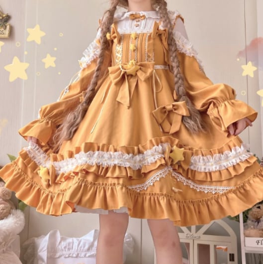 YUMEKAWA ♡ ( 3 colors ) Starlight dress with layering style #wanpi84