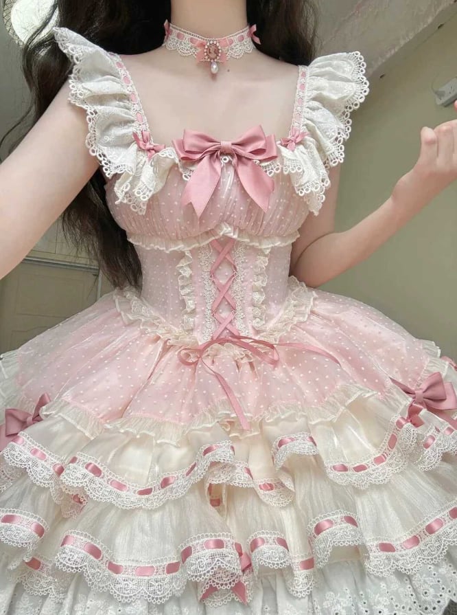 YUMEKAWA ♡ Ruffle dress with hat and choker with hairpin #wanpi85