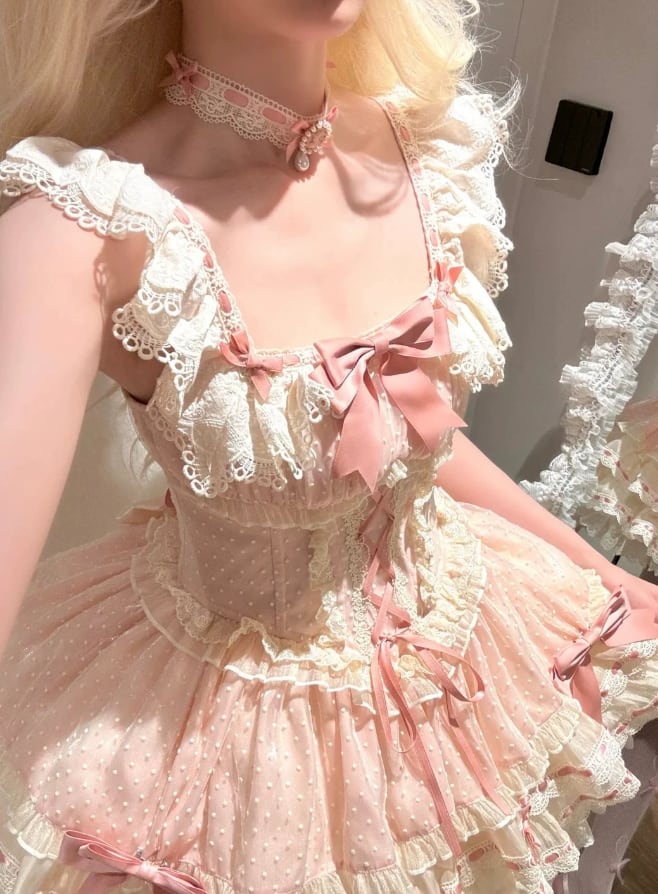 YUMEKAWA ♡ Ruffle dress with hat and choker with hairpin #wanpi85