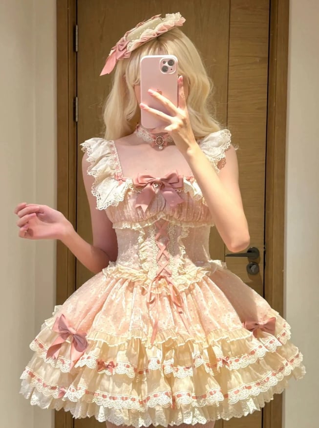 YUMEKAWA ♡ Ruffle dress with hat and choker with hairpin #wanpi85