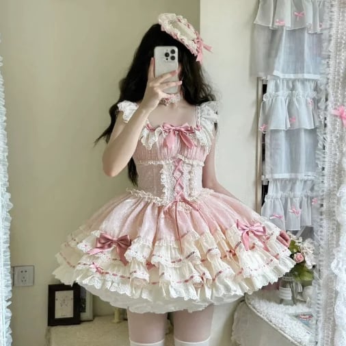 YUMEKAWA ♡ Ruffle dress with hat and choker with hairpin #wanpi85