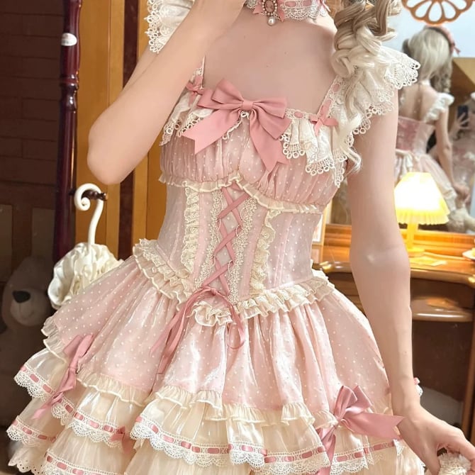 YUMEKAWA ♡ Ruffle dress with hat and choker with hairpin #wanpi85
