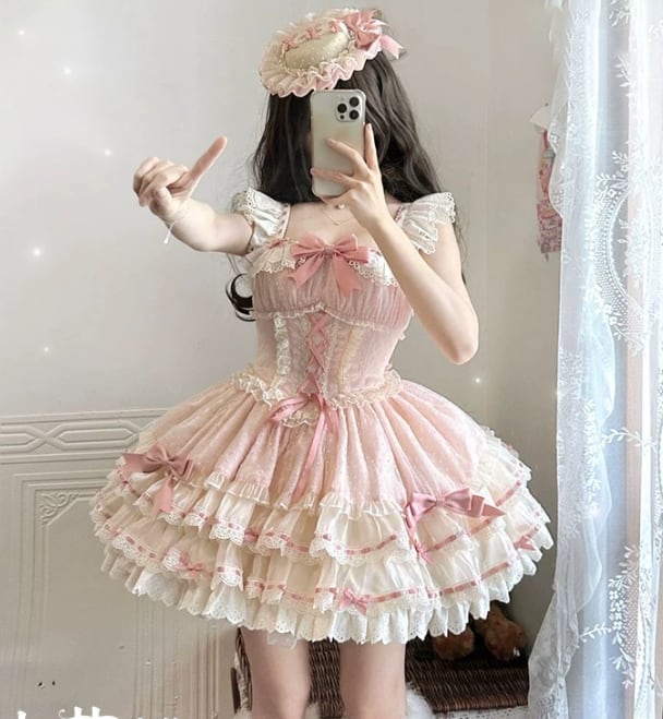 YUMEKAWA ♡ Ruffle dress with hat and choker with hairpin #wanpi85