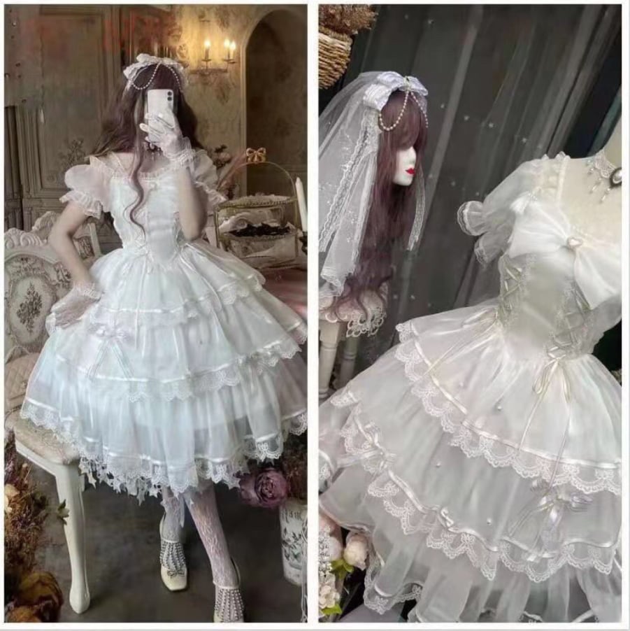 YUMEKAWA ♡ 3-tiered ruffle ♪ white tulle dress #wanpi88