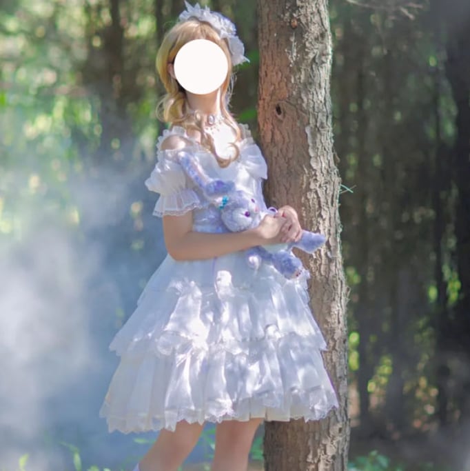 YUMEKAWA ♡ 3-tiered ruffle ♪ white tulle dress #wanpi88
