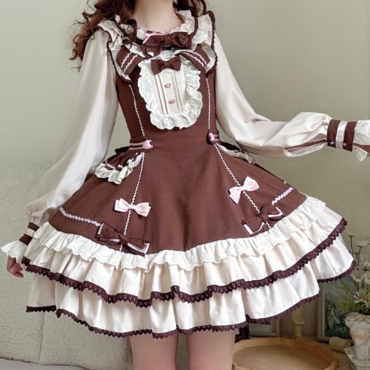 YUMEKAWA ♡ Chocolate Color Lolita Dress #wanpi95