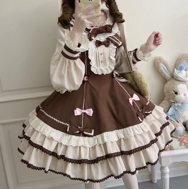YUMEKAWA ♡ Chocolate Color Lolita Dress #wanpi95